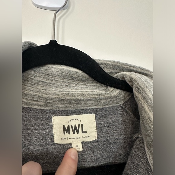 Madewell MWL 3/4 zip mock neck space-dyed velour striped pullover cozy medium - Picture 8 of 13